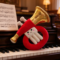 Peluche Corne Française Personnalisée, Jouet en Peluche Instrument de Musique Doux, Vente en Gros OEM ODM, Logo Personnalisé pour Cadeaux Promotionnels de Fête