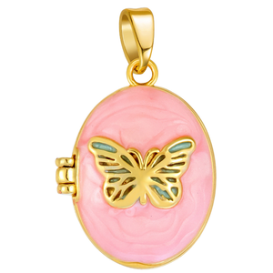 Colgante Infantil <span class=keywords><strong>Holan</strong></span> con Forma de Gota de Color con Mariposa y Circonita, Accesorio de Burbuja de Latón Esmaltado Amarillo Abrible - Product Image 1
