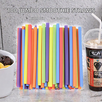 Pailles à smoothie géantes en plastique de 8,5 po, couleurs assorties en vrac, sans BPA, jetables, pour boissons épaisses, bubble tea et fêtes