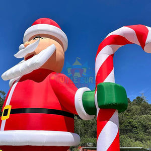 Gonflables de Noël en plein air grand père noël souriant avec des boîtes présentes faire sauter le dégagement de décoration de cour avec des lumières led - Product Image 4