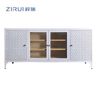 Meuble de rangement pour la maison, montage simple, meuble TV en acier imprimé, buffet en métal à motifs imprimés