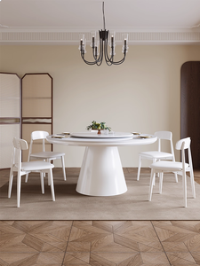 Mesa de comedor redonda perezosa <span class=keywords><strong>Susan</strong></span> de piedra sinterizada de fácil montaje con patas de madera maciza para 4-8 personas - Product Image 6