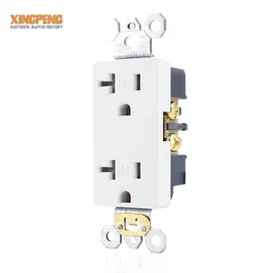 White /Black Color Self-Grounding 20A electric double wall socket outlet 125V Duplex Receptacle for 10 years warranty