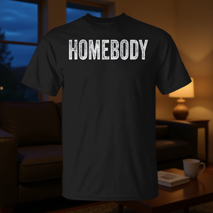 T-shirt Homebody nera in stile vintage effetto invecchiato, vestibilità unisex - Product Image 3