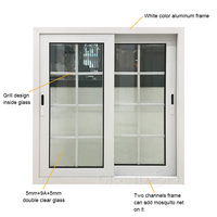 Fenêtres coulissantes modernes en aluminium et verre, fenêtre coulissante à double vitrage en aluminium à rupture de pont thermique avec grilles pour maison 25x57