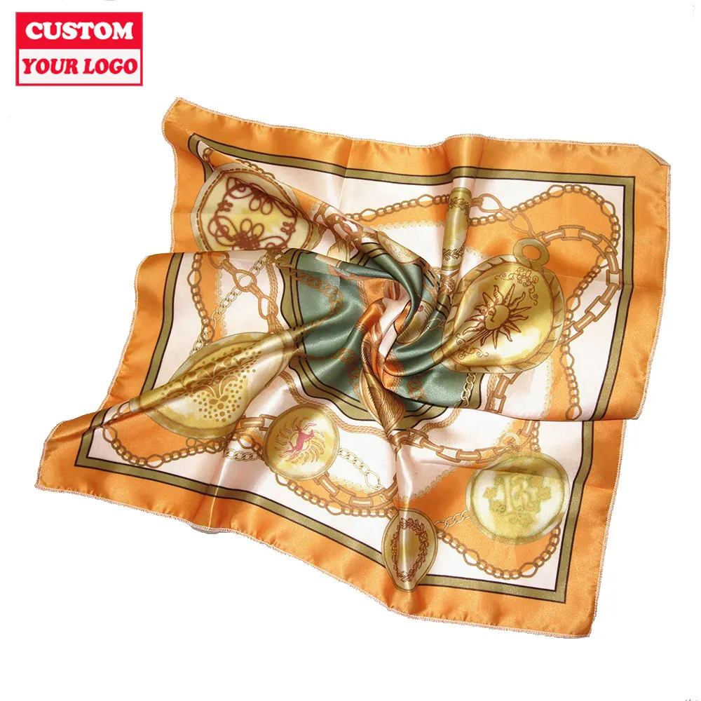 Cotton Bandana Customized Design Your Own Logo Printing Satin Scarf Cotton Bandana Square Polyester Silk Bandana