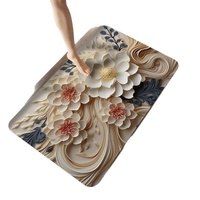 Tapis de salle de bain 3D floral en diatomite, antidérapant, pour entrée, facile à nettoyer, absorbant l'eau, tapis de sol, best-seller transfrontalier