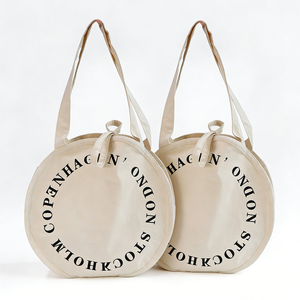 Grand sac fourre-tout en toile de coton, forme ronde, écologique et durable, tissu épais 16 oz, avec votre logo personnalisé, toile circulaire - Product Image 3