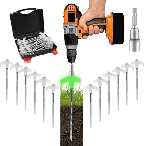 15 piquets de tente robustes en acier galvanisé, qui brillent dans le noir, avec étui en plastique pour autres accessoires de camping - Product Image 2