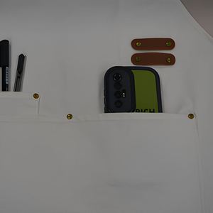 Delantal Personalizado en Blanco, Delantal de Lona de Algodón con Herrajes de Cuero, Decoración, Múltiples Bolsillos para Herramientas, Compatible con Bordado y Logotipo por Transferencia Térmica - Product Image 5