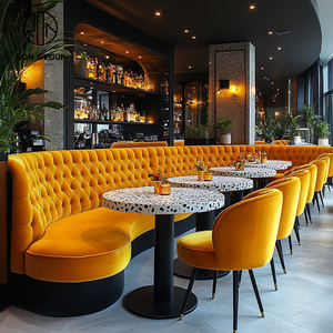 ชุดเฟอร์นิเจอร์ร้านกาแฟ คาเฟ่ ร้านอาหาร โต๊ะ เก้าอี้ โซฟา ที่นั่งโค้งมนหินอ่อน - Product Image 6