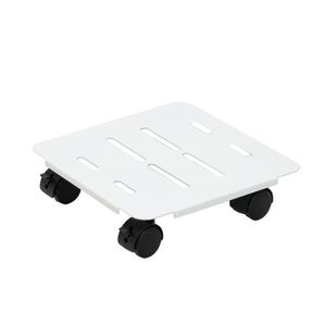 Base de pot de fleurs carrée en plastique, plateau portable avec roulettes pour support de plantes sur pied, blanc et noir - Product Image 1