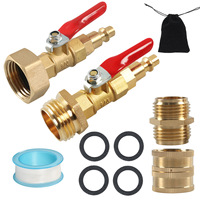 Kit de raccordement de tuyau d'eau en laiton RV, vanne à boisseau sphérique 1/4 pouce, adaptateur de jardin, raccord rapide, robinet de hiverisation, lavage de voiture, métal robuste, automobile