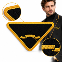 En gros, Patch brodé noir avec motif crête dorée, Badge de luxe, Applique thermocollante et à coudre, pour artisanat, décoration DIY et patchs de créateur