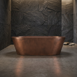 Baignoire ovale autoportante en cuivre, finition martelée, sans couvercle, baignoire classique pour salle de bain - Product Image 4
