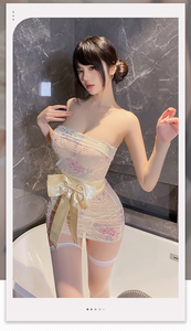 Ensemble de kimono transparent brodé sans bretelles, lingerie romantique, uniforme sexy moulant, lingerie sexy de luxe, cuckold - Product Image 6