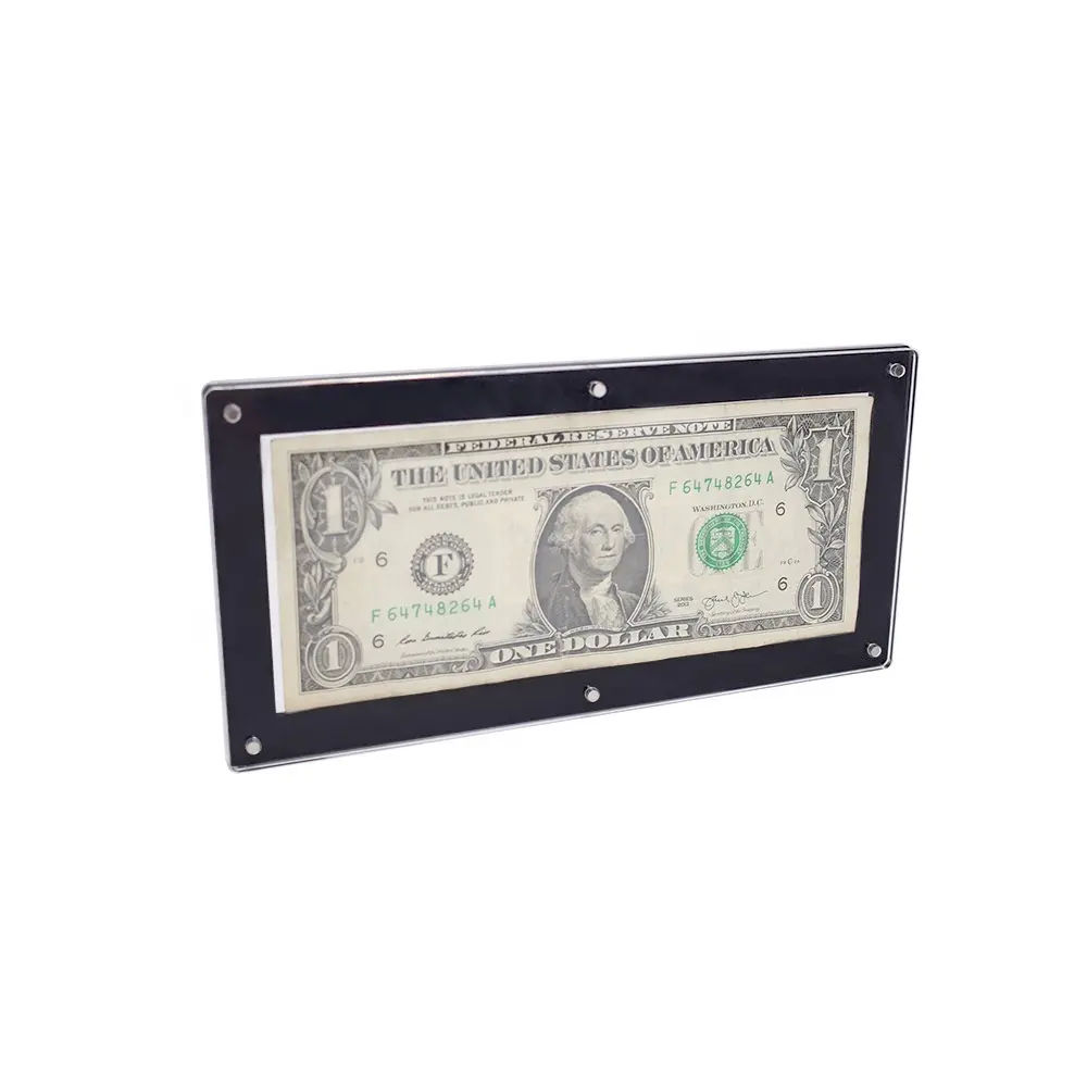 Countertop कला और उपहार डॉलर बिल मामले <span class=keywords><strong>पैसे</strong></span> धारक खड़े एक्रिलिक अमेरिकी बैंक नोट मुद्रा प्रदर्शन फ्रेम