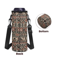 Sac de transport pour bouteille d'eau personnalisé avec motif géométrique Masi Tapa Island et bandoulière réglable