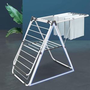 4 Way Metal 18m Collapsible <b>Space</b> <b>Saving</b> Mobile Clothing Drying Rack for Home Use - Product Image 4