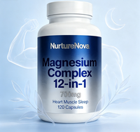 Kapsul Magnesium Kompleks 12-in-1 untuk Mendukung Otot, Suplemen Dewasa, 120 Kapsul