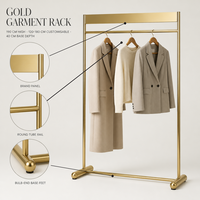 Porte-vêtements en métal doré, sur pied, pour boutique de vêtements, fabrication sur mesure pour magasins de détail