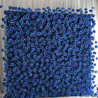 Panel Bunga Mawar 3D Biru Muda Modern yang Menawan, Latar Belakang Dinding Bunga Sutra Kepadatan Tinggi untuk Dekorasi Pesta Pernikahan atau Baby Shower Anak Laki-laki 8x8 kaki