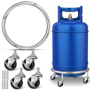 Soporte de Almacenamiento para Botellas de Gas Licuado con Base Móvil Desmontable de Acero Inoxidable, Tipo de Piso, con Ruedas Universales para Cocina - Product Image 3