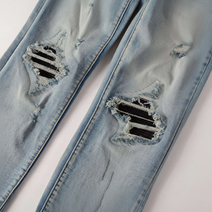 กางเกงยีนส์ขาตรงสไตล์วินเทจสำหรับผู้ชายกางเกงเอวกลางลำลองเป็นทางการ - Product Image 1