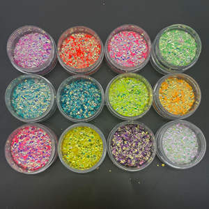 חרוזי בועות נצנצים עם מכסה נצנצים לעבודות יצירה, פאייטים לשרף אפוקסי, סליים, כוסות, ציור ציפורניים, אומנות, 12 צבעים, ישירות מהמפעל, KC - Product Image 6