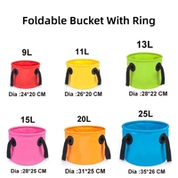 Seau pliable 15L en bâche PVC imperméable, sac étanche, seau pour trempage des pieds, stockage d'eau de jardin, lavage de voiture, pêche, plage, extérieur