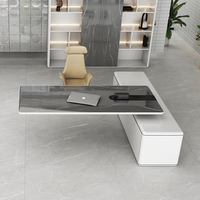 Bureau de direction moderne de luxe réglable, convertible et extensible, avec panneau design, pour patron, manager, usage domestique ou commercial