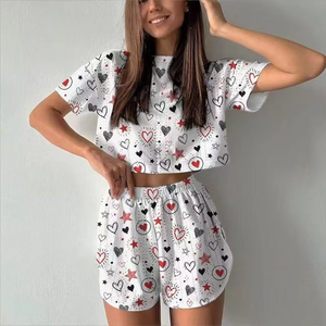 丽嘉春夏新款欧美睡衣女印花镂空露脐短款两件套女睡衣 - Product Image 2