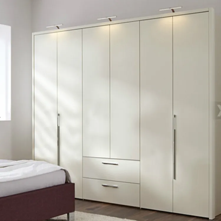 Modern ev mobilyası çekin kapılar dolap dolap beyaz lake kaplama yatak odası mobilyası sürgülü kapı ve salıncak kapı