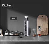 Prise escamotable blanche en aluminium pour cuisine avec ports USB, 250V 16A, câble de 1,8m pour plans de travail et comptoirs