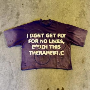 Camiseta Unisex de Alta Calidad Estilo Hip Hop Urbano, Impresión Serigráfica, 100% Algodón, Corte Holgado, Estilo Vintage Desteñido al Sol, Lavado Ácido, Recortada - Product Image 3