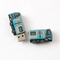 Memoria USB de 16 GB de PVC y Goma Suave al por Mayor, Diseño Creativo de Autobús de Transporte Público, Regalo Empresarial para Uso Promocional