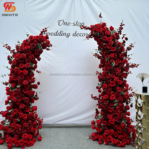 Diseño suave, tiras florales, decoración de flores para exteriores, arco de flores rosas rojas artificiales para decoración de bodas - Product Image 3