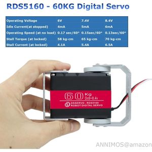 Servomotor Robótico Annimos de 60 kg de Torque, Dirección Digital RDS9160 con Soportes de Montaje - Product Image 3