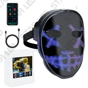 Máscara LED Bluetooth para festas com luzes DIY, máscara programável para edição de imagens, máscara luminosa LED com controle por aplicativo para Halloween Masquerade