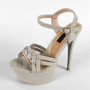 Sandalias de tacón de aguja con <span class=keywords><strong>plataforma</strong></span> para fiesta, de charol brillante con diamantes de imitación y correa al tobillo, para mujer, venta al por mayor OEM ODM - Product Image 6