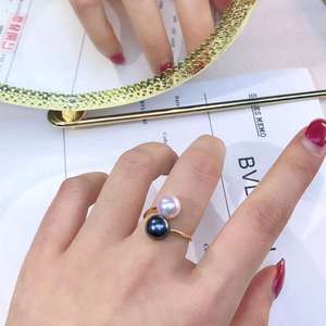 Anillo de Plata de Ley S925 10236DIY con Base Vacía, Nueva Tendencia, Doble Perla de 7-10 mm, Accesorios para Pendientes, Joyería - Product Image 4