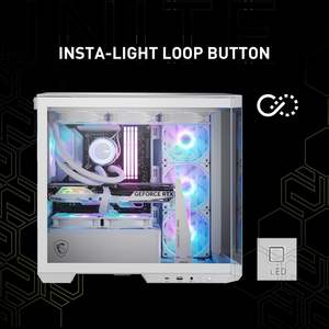 <span class=keywords><strong>MSI</strong></span> MAG PANO 100L PZ WHITE PLUS Premium Mid-Tower Gaming PC Case Panneau latéral en verre trempé ARGB 120mm Fans White Color Case - Product Image 3