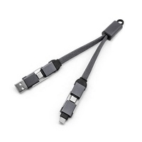 Câble de charge USB 4-en-1 avec porte-clés, charge rapide 60W, USB-A vers Type-C, transfert de données, cadeau promotionnel