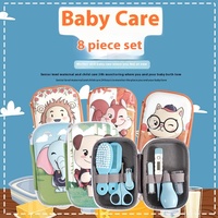 Produits pour bébés nouveau-nés Ensemble d'aspirateur nasal en silicone huit pièces Coupe-ongles pour bébé Série scolaire animale (Type D) Fournitures maternelles pour bébés
