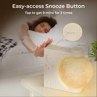 Lampe lunaire, réveil lumineux en plastique, 8 couleurs LED, lumière de réveil, double alarme, fonction snooze, 10 sons naturels [Énergie