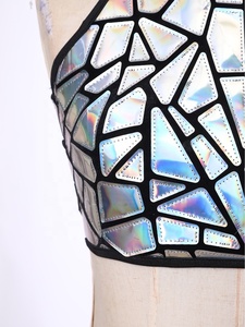Womens Silver Sequin Dance Tank <b>Tops</b> Metallic Mosaic <b>Mock</b> <b>Neck</b> Sleeveless Latin Dancewear Stage Performance Kids Ballroom Custom - Product Image 3