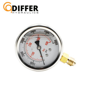 مقياس ضغط الزيت السائل, مقياس الضغط العالي 63 مللي متر 400bar مقياس ضغط الزيت السائل مملوء بالنحاس الدافئ - Product Image 3