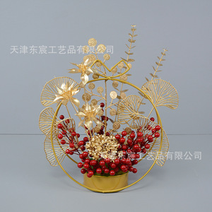 งานฝีมือตงเฉิน ช่อดอกไม้กระเช้านำโชค ขนาด 30 ซม.-100 ซม. ดอกไม้พลาสติกและดอกไม้ผ้าไหม สำหรับตกแต่งเทศกาล ตกแต่งโต๊ะต้อนรับโรงแรม - Product Image 3