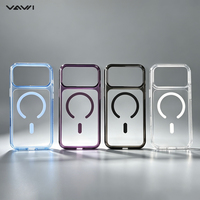 VAWI B560 Coque rigide en PC mat avec support anneau pliable à 360° pour iPhone 17 18 Pro 17 18 Pro Max, poignée côtelée et protection d'angle surélevée