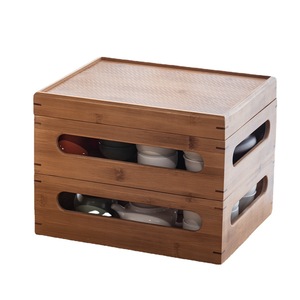 Chinese Style Bamboo <b>Storage</b> Box <b>With</b> Lid Multi Layer Desktop Organizer For Study Room Or <b>Dressing</b> <b>Table</b> Solid Wood Furniture - Product Image 5